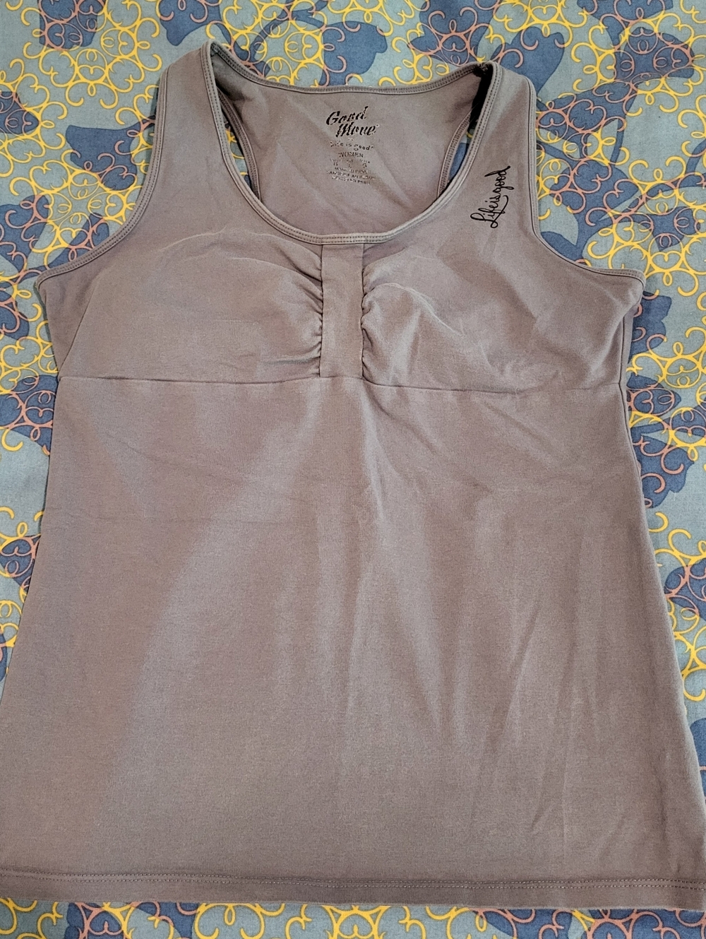 Women's Gray Life Is Good Sleeveless Tank Top With Shelf Bra